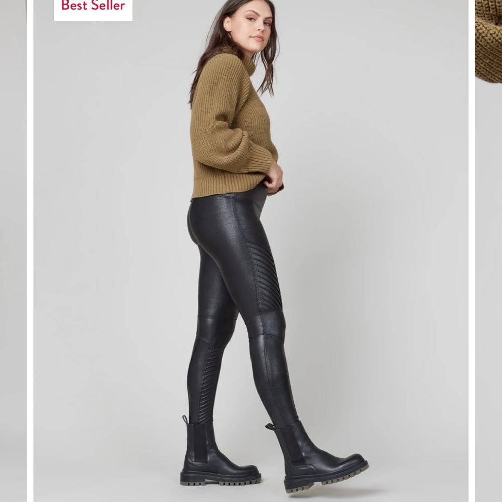 Spanx Faux Leather Moto Leggings New NWOT XS Extra Small $110 Black